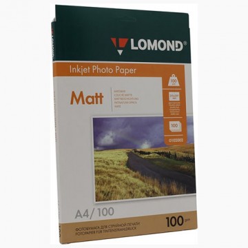 Фотобумага матовая двусторонняя (Lomond) A4, 100г/м, 100л. (0102002)