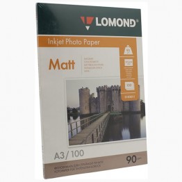Фотобумага матовая односторонняя (Lomond) A3, 90г/м, 100л. (0102011)