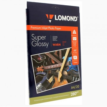 Фотобумага SuperGlossy односторонняя (Lomond) A4, 280г/м, 20л. (1104101)